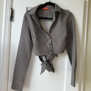 Cropped button front blouse